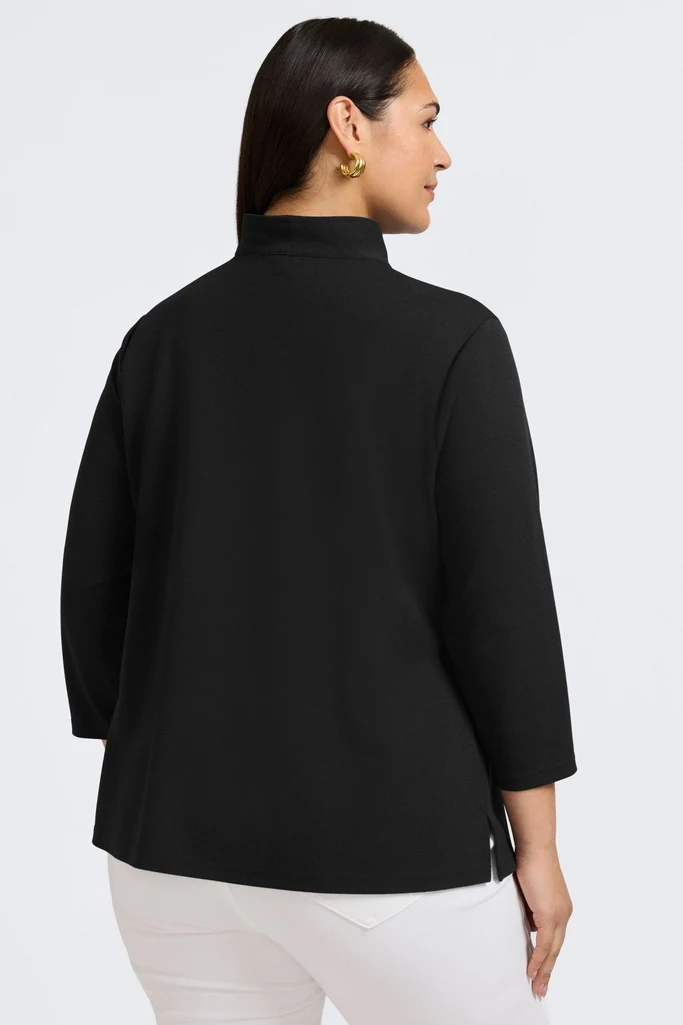 Tammy Plus Knit Crepe 3/4 Sleeve Popover Shirt - Image 10