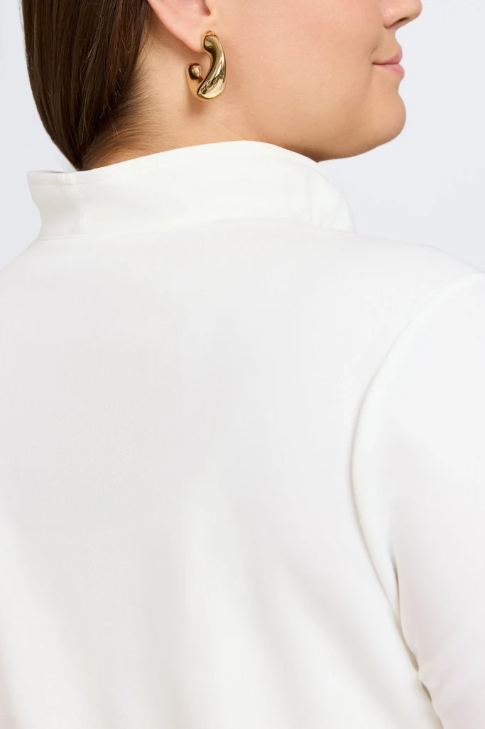 Tammy Plus Knit Crepe 3/4 Sleeve Popover Shirt - Image 3