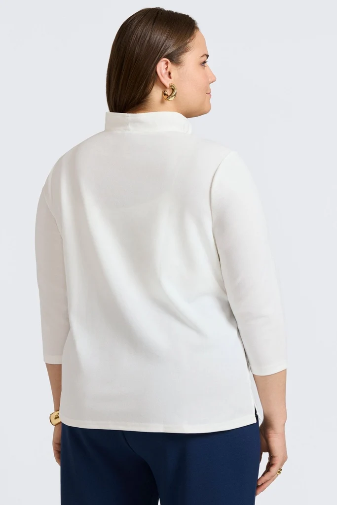 Tammy Plus Knit Crepe 3/4 Sleeve Popover Shirt - Image 4