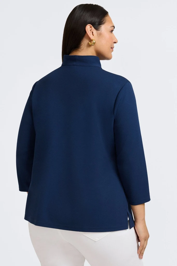 Tammy Plus Knit Crepe 3/4 Sleeve Popover Shirt - Image 7