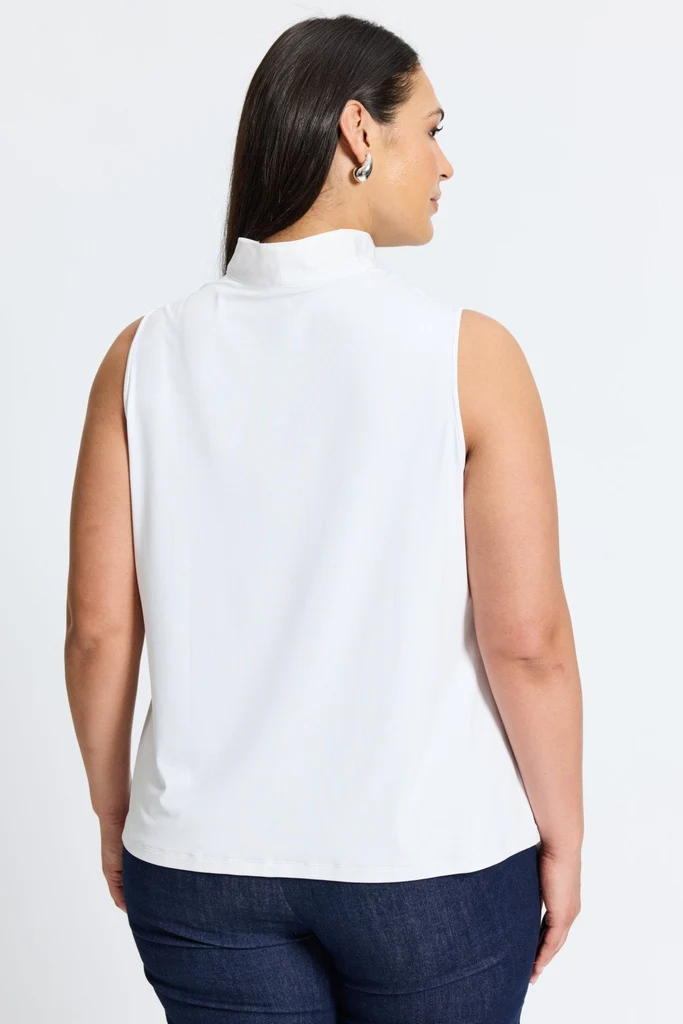 Tammy Plus Knit-Woven Ruffle Collar Sleeveless Layering Tank - Image 6