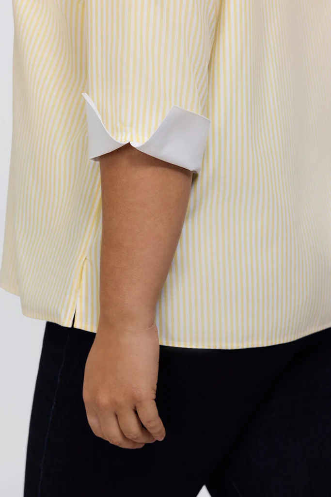 Tammy Plus No Iron Pinpoint Striped 3/4 Sleeve Popover Shirt - Image 16