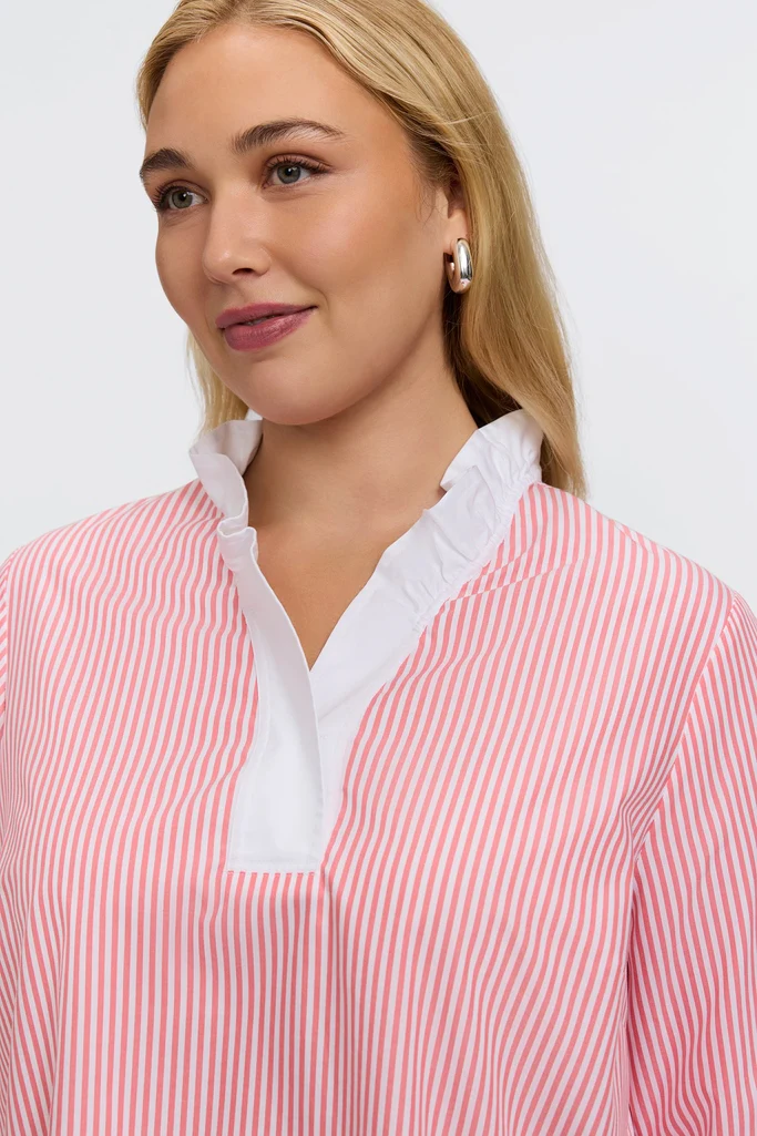 Tammy Plus No Iron Pinpoint Striped 3/4 Sleeve Popover Shirt - Image 19
