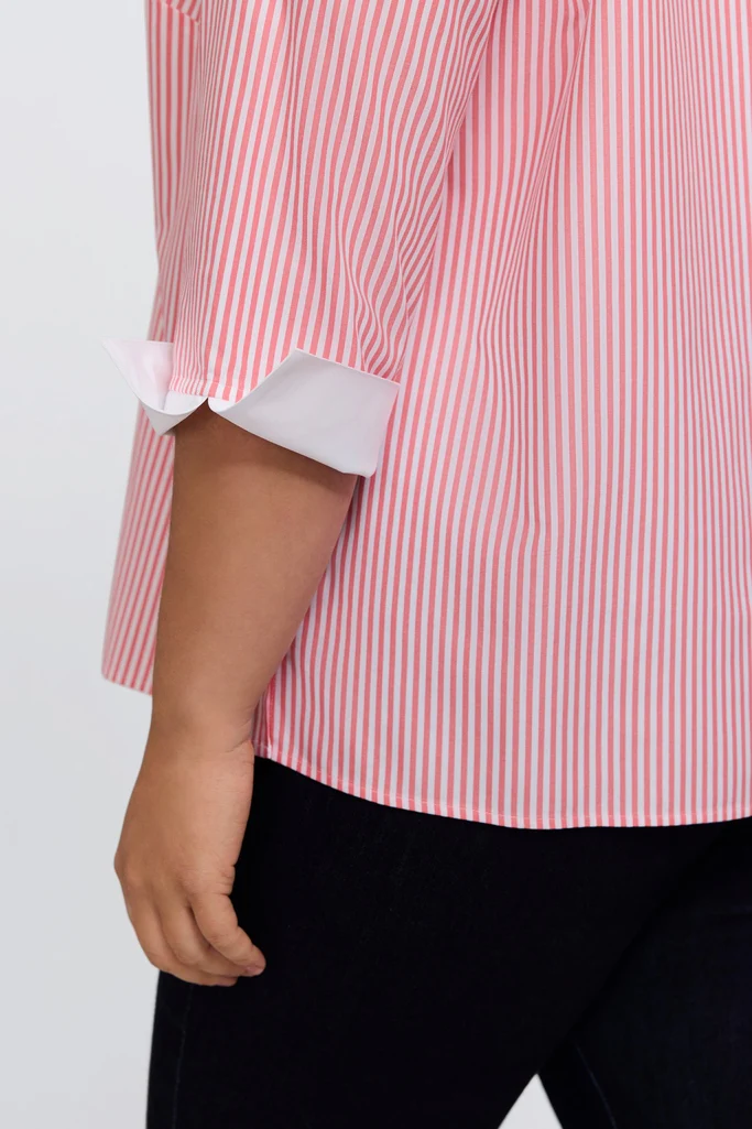 Tammy Plus No Iron Pinpoint Striped 3/4 Sleeve Popover Shirt - Image 20