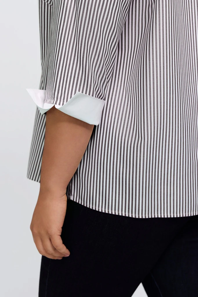 Tammy Plus No Iron Pinpoint Striped 3/4 Sleeve Popover Shirt - Image 24