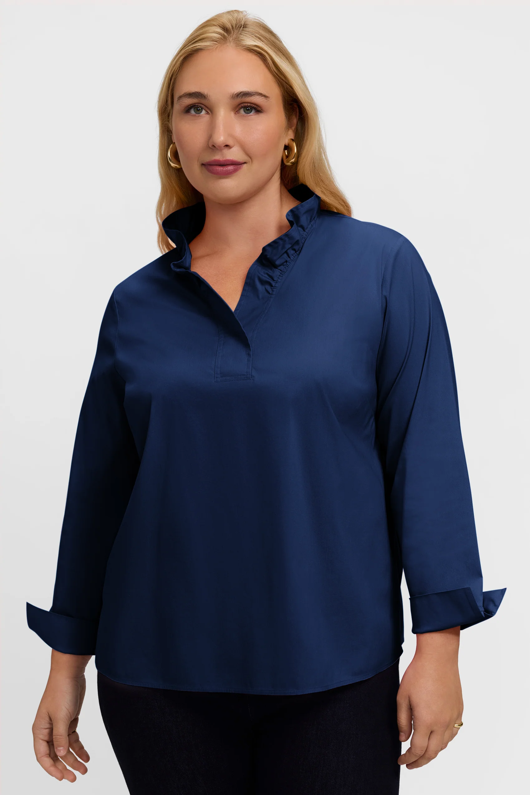 Tammy Plus No Iron Stretch Long Sleeve Popover Shirt - Image 41