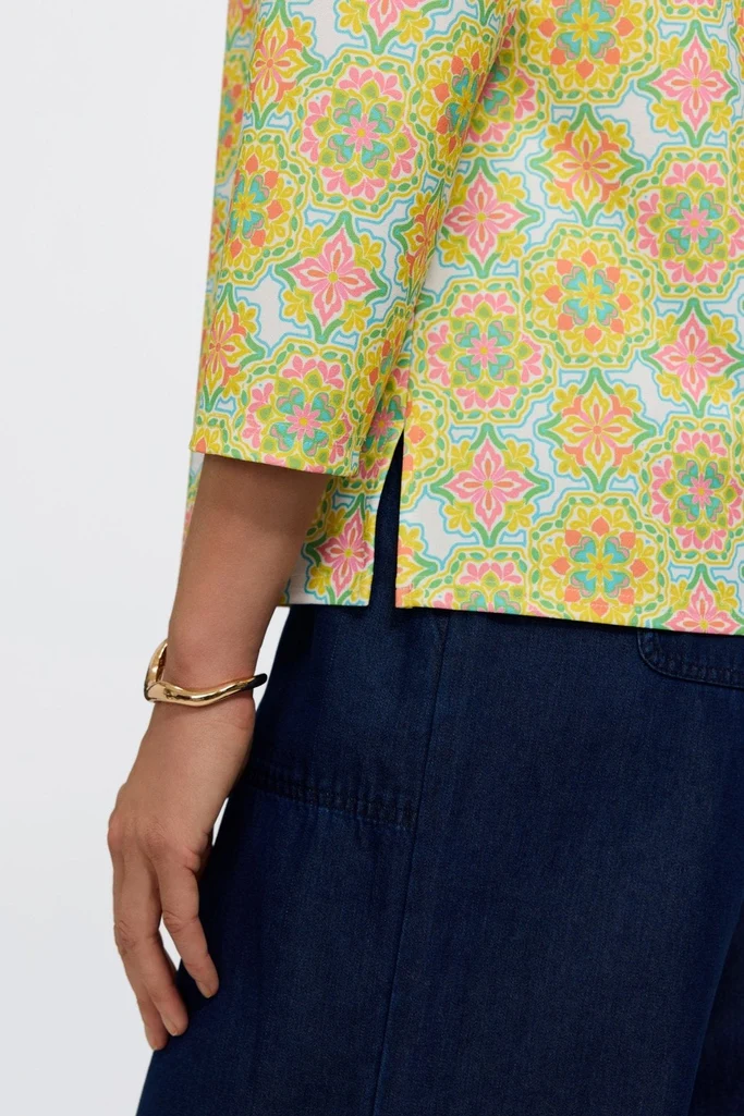 Tammy Sicilian Tile 3/4 Sleeve Popover Shirt - Image 3