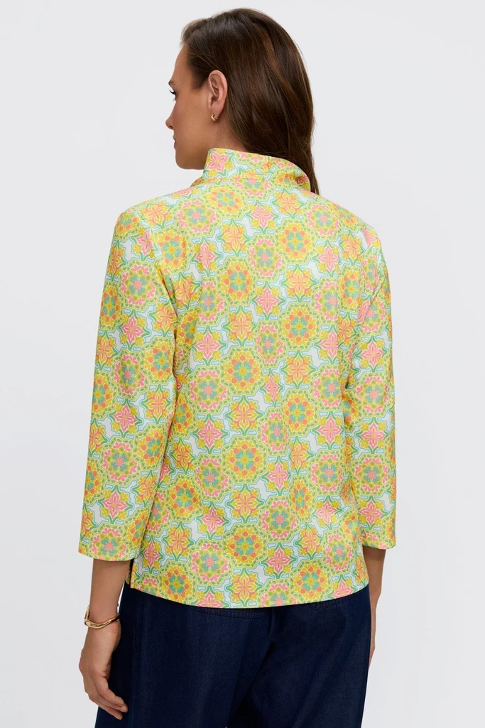 Tammy Sicilian Tile 3/4 Sleeve Popover Shirt - Image 4