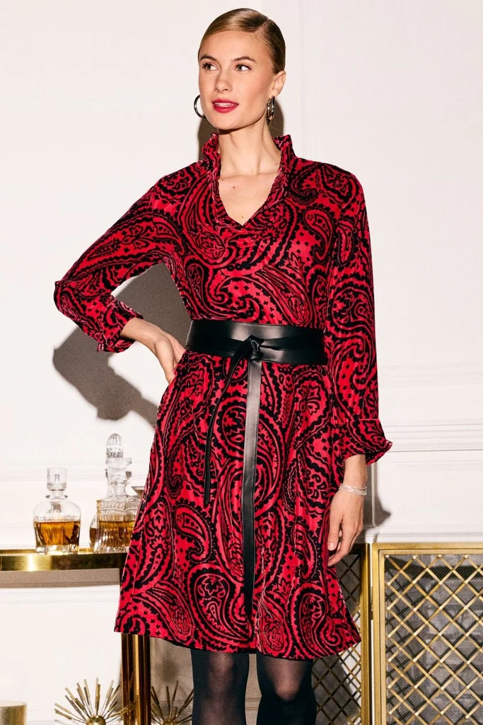 Tammy Velvet Paisley Long Sleeve Dress - Image 2