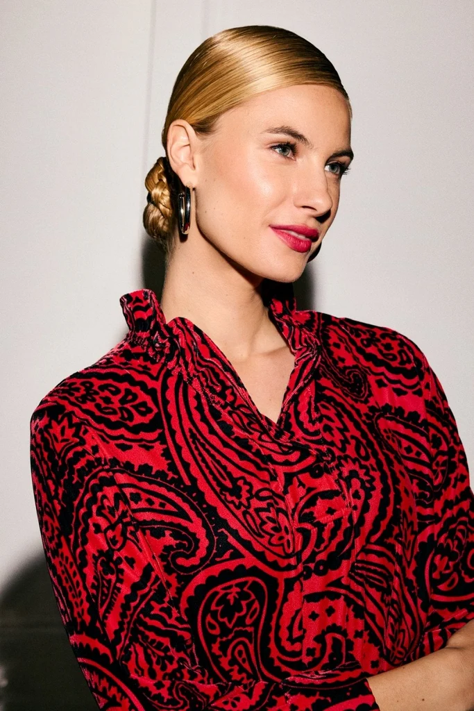 Tammy Velvet Paisley Long Sleeve Dress - Image 4