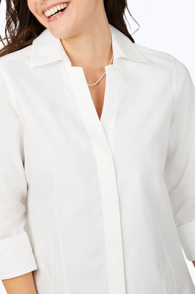 Taylor Petite No Iron Pinpoint 3/4 Sleeve Shirt - Image 18