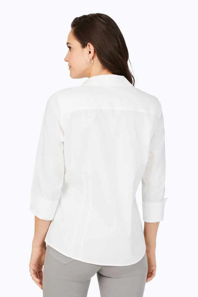 Taylor Petite No Iron Pinpoint 3/4 Sleeve Shirt - Image 19