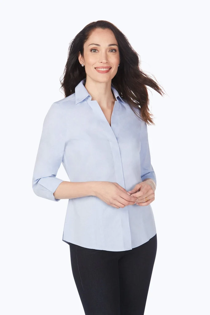 Taylor Petite No Iron Pinpoint 3/4 Sleeve Shirt - Image 20
