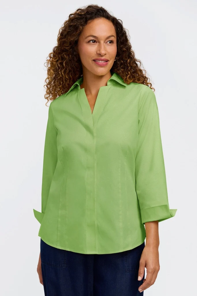 Taylor Petite No Iron Pinpoint 3/4 Sleeve Shirt - Image 9
