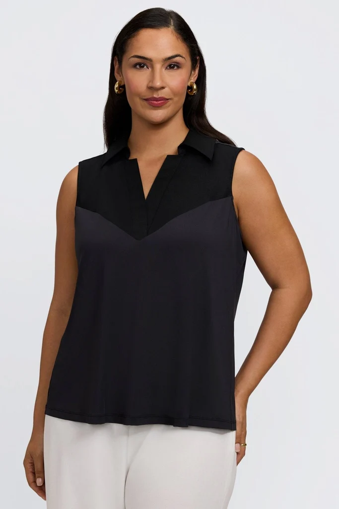 Taylor Plus Knit-Woven Sleeveless Layering Tank - Image 6