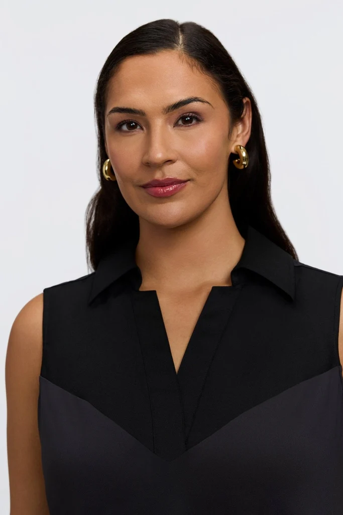Taylor Plus Knit-Woven Sleeveless Layering Tank - Image 7