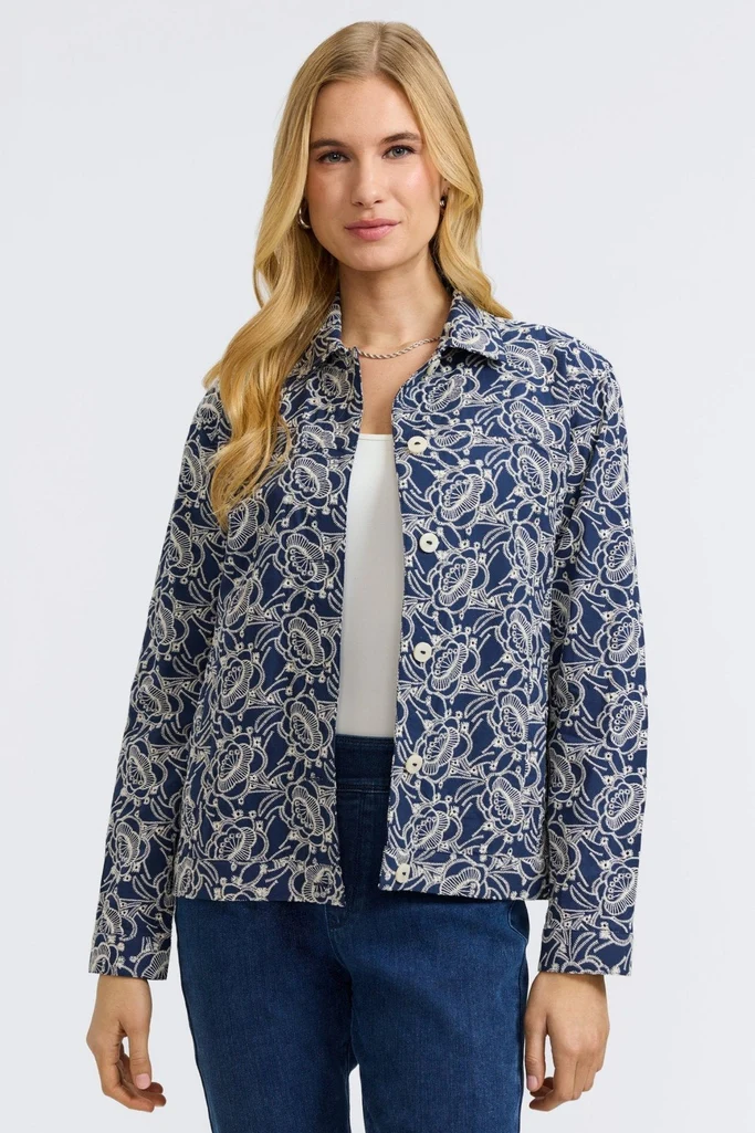 Thelma Allover Eyelet Long Sleeve Jean Jacket - Image 6