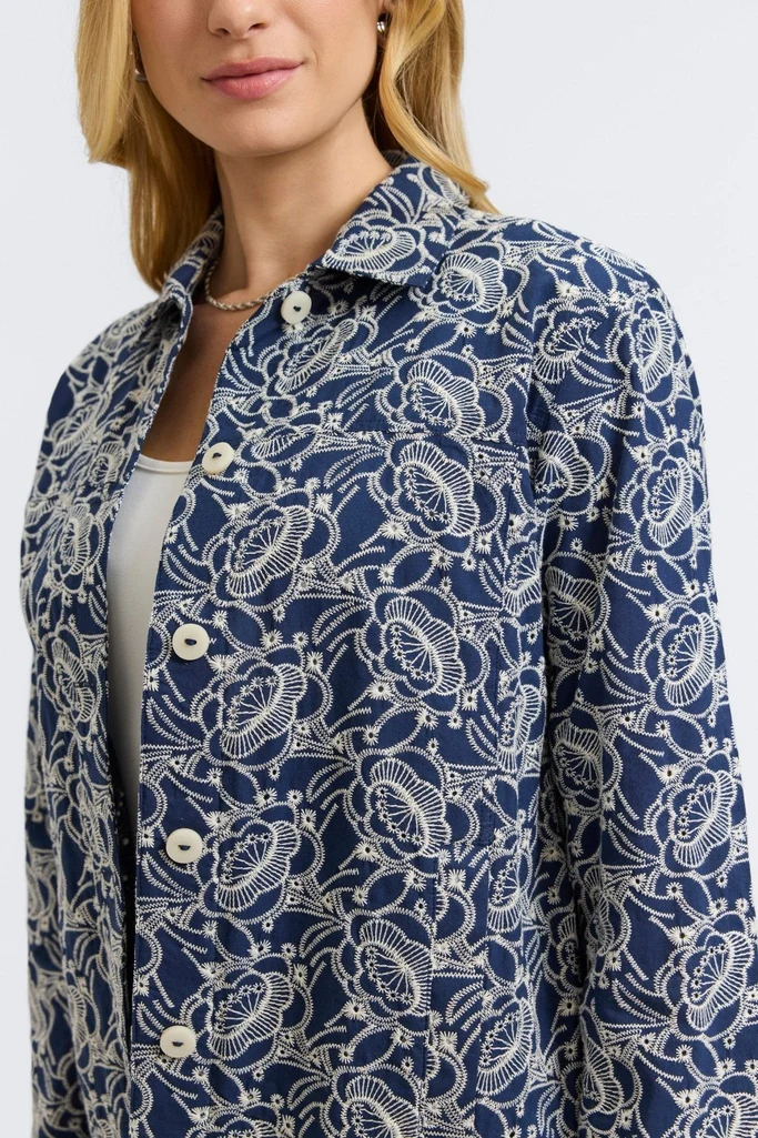Thelma Allover Eyelet Long Sleeve Jean Jacket - Image 7