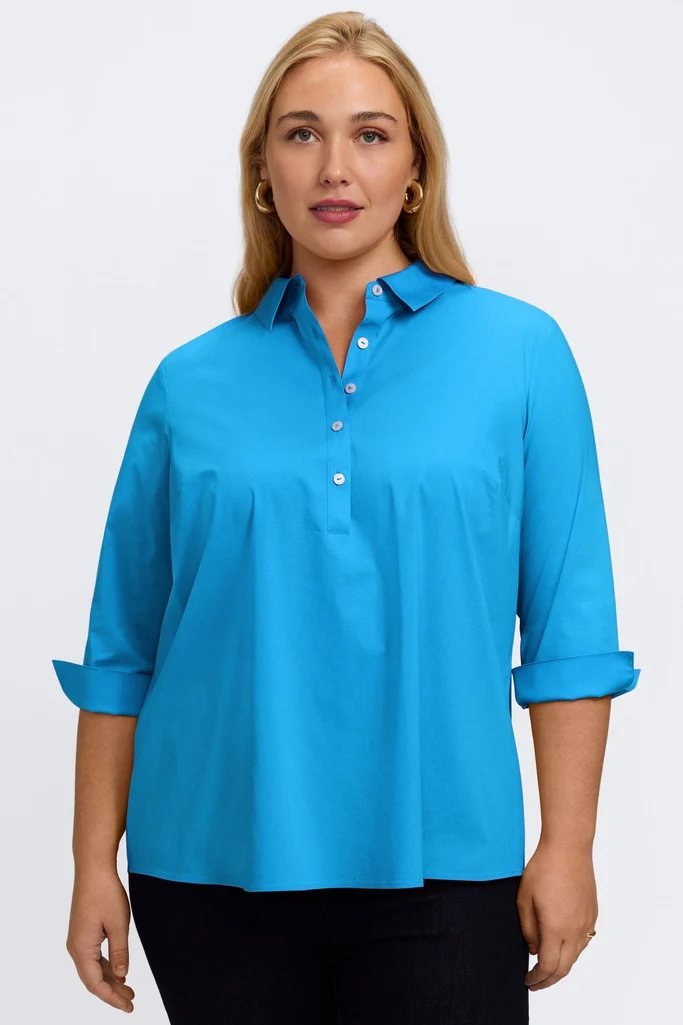 Therese Plus No Iron Stretch 3/4 Sleeve Popover Shirt - Image 10