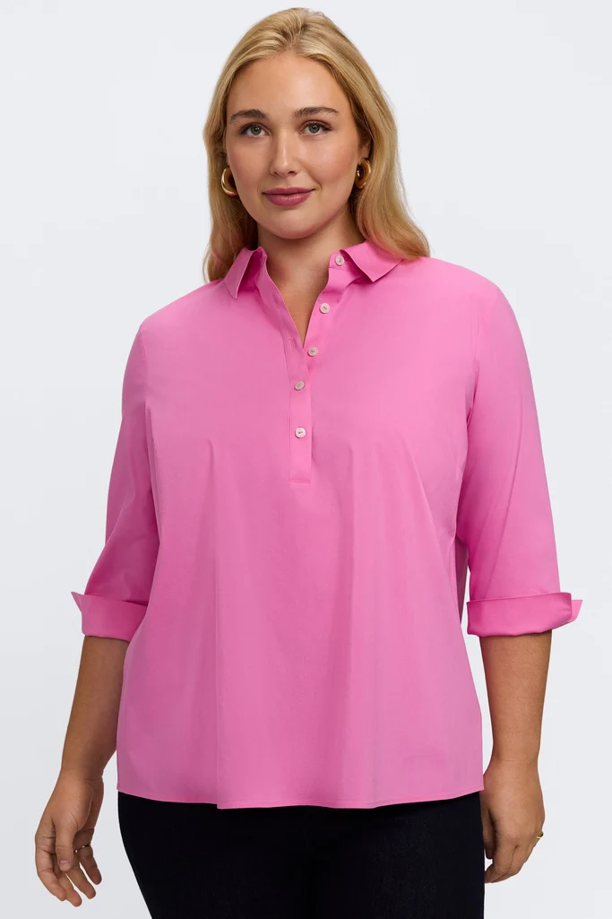 Therese Plus No Iron Stretch 3/4 Sleeve Popover Shirt - Image 14
