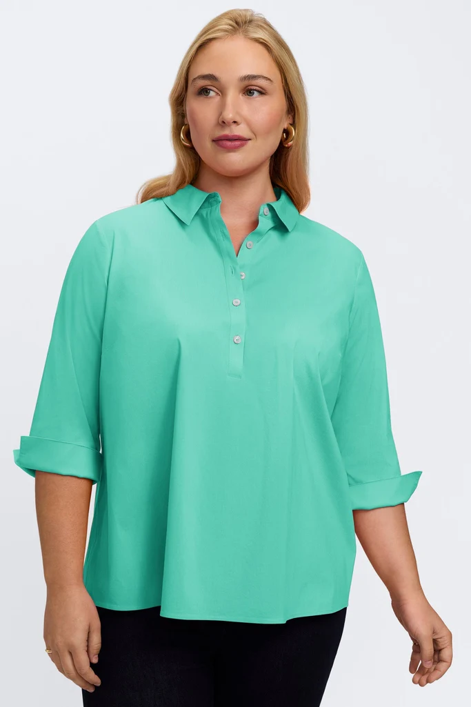 Therese Plus No Iron Stretch 3/4 Sleeve Popover Shirt - Image 18