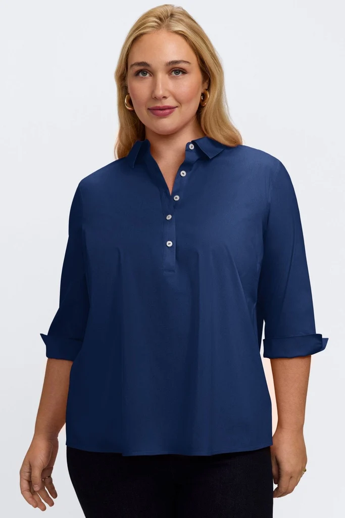 Therese Plus No Iron Stretch 3/4 Sleeve Popover Shirt - Image 26