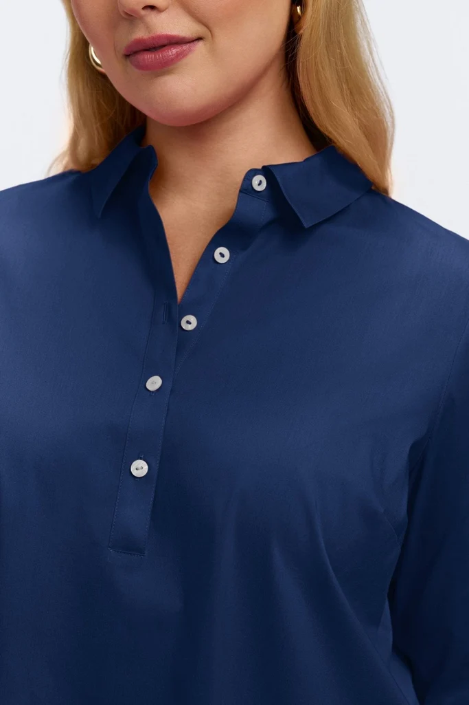 Therese Plus No Iron Stretch 3/4 Sleeve Popover Shirt - Image 28