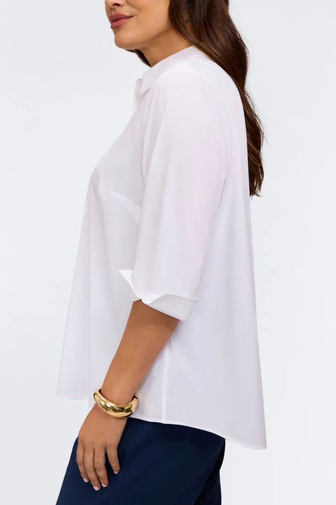 Therese Plus No Iron Stretch 3/4 Sleeve Popover Shirt - Image 3