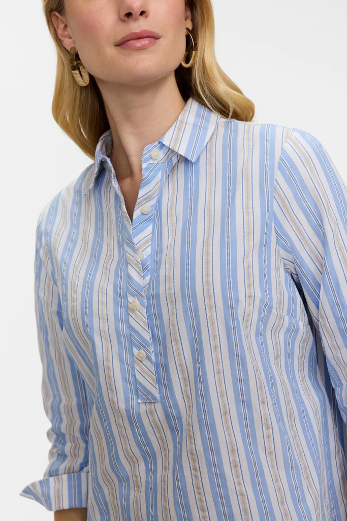 Therese Multi Seersucker 3/4 Sleeve Popover Shirt - Image 4