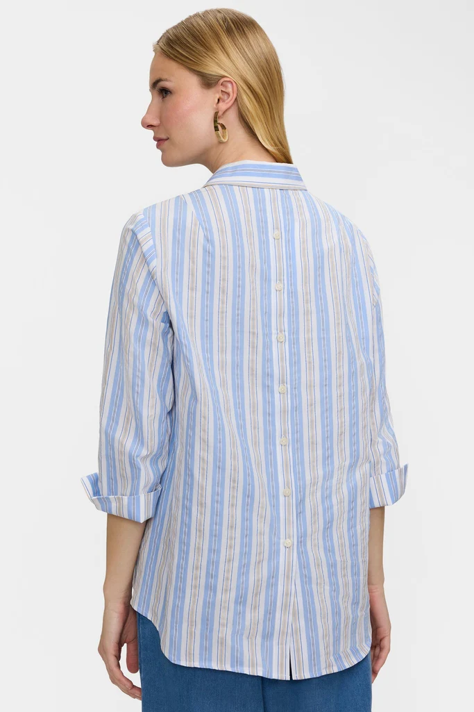Therese Multi Seersucker 3/4 Sleeve Popover Shirt - Image 5