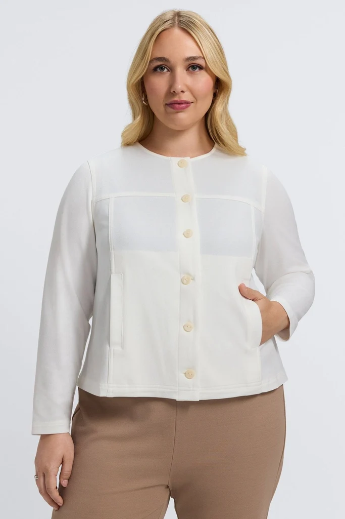 Valerie Plus Knit Crepe Long Sleeve Jacket - Image 7