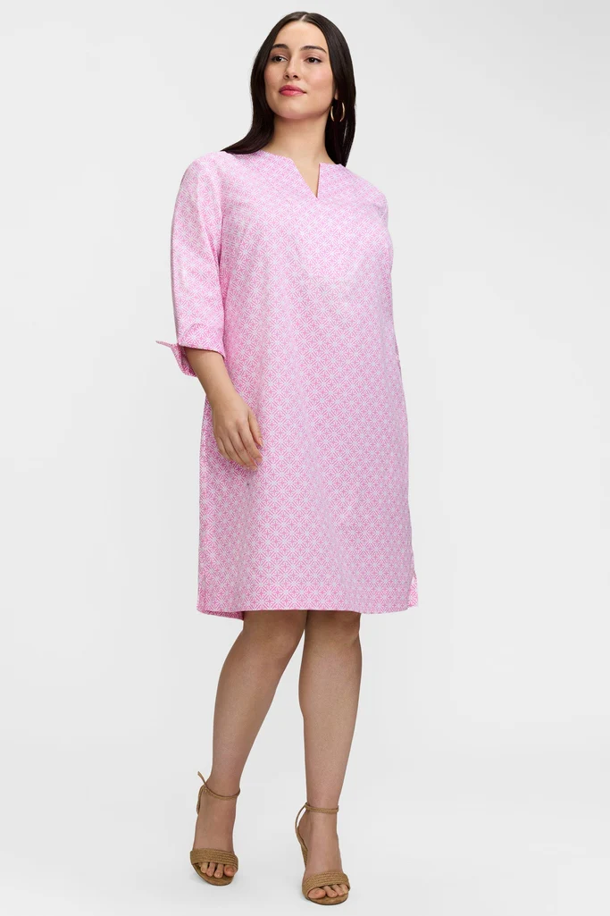 Vena Plus Geo Lattice 3/4 Sleeve Dress