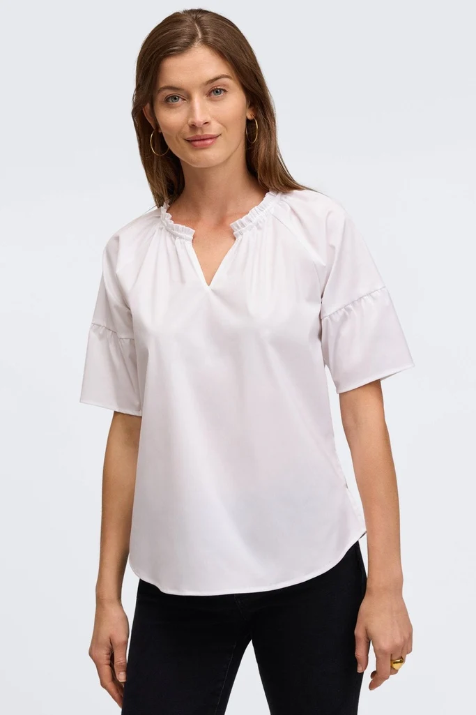 Vicky No Iron Stretch Elbow Sleeve Popover Shirt - Image 3