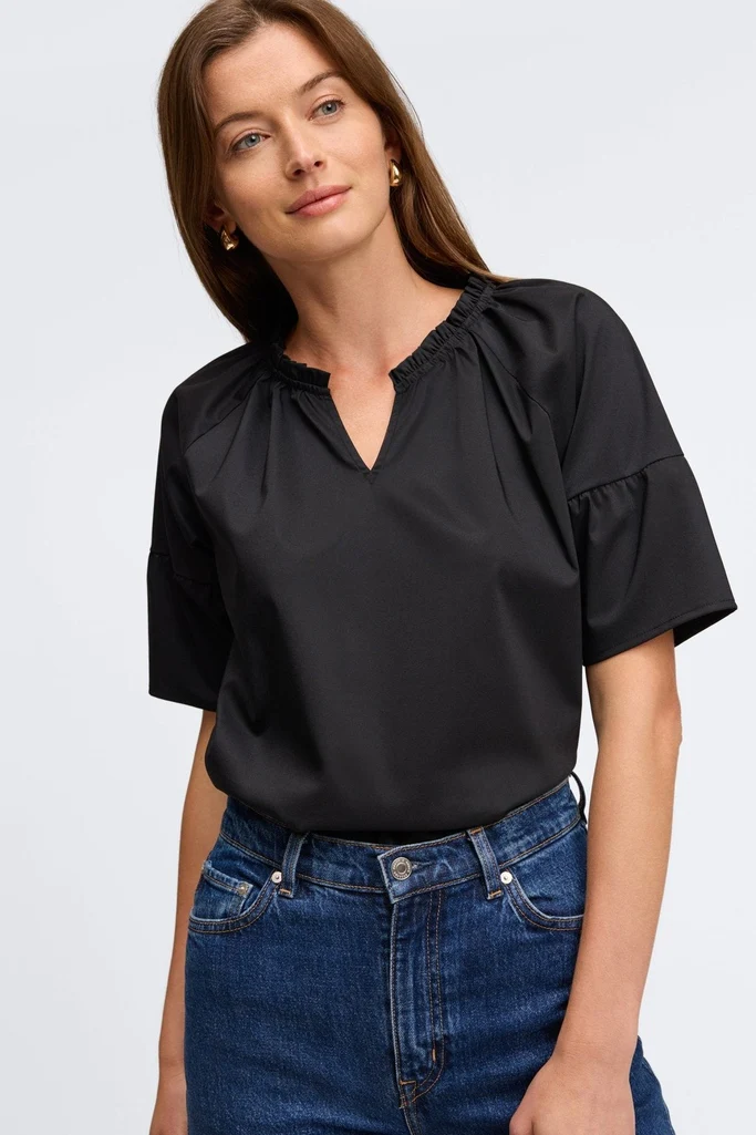 Vicky No Iron Stretch Elbow Sleeve Popover Shirt - Image 7