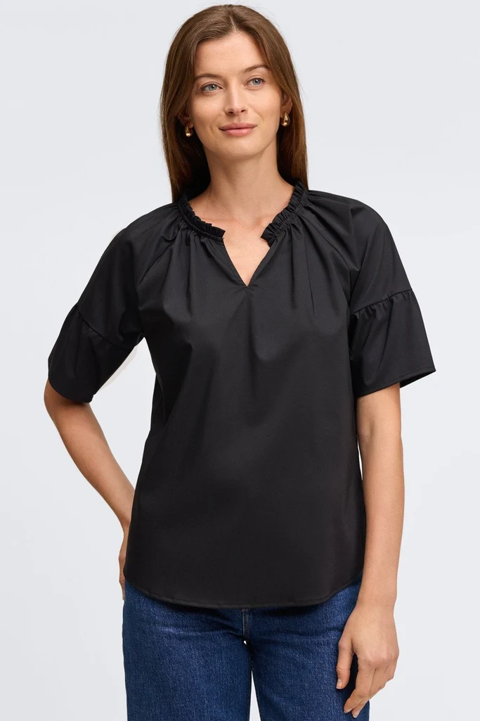 Vicky No Iron Stretch Elbow Sleeve Popover Shirt - Image 9