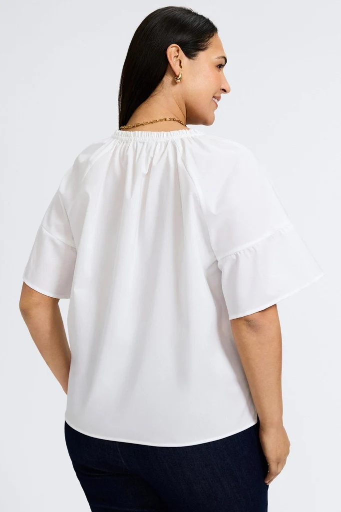 Vicky Plus No Iron Stretch Elbow Sleeve Popover Shirt - Image 3