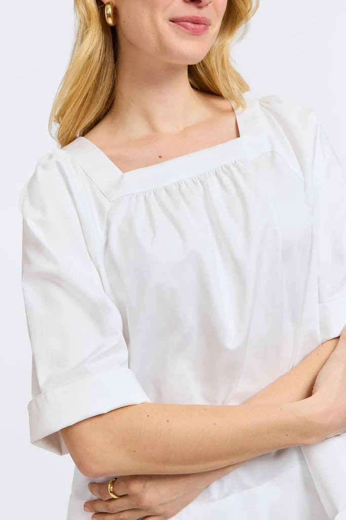 Violet Stretch Matte Sateen Elbow Sleeve Popover Shirt - Image 11