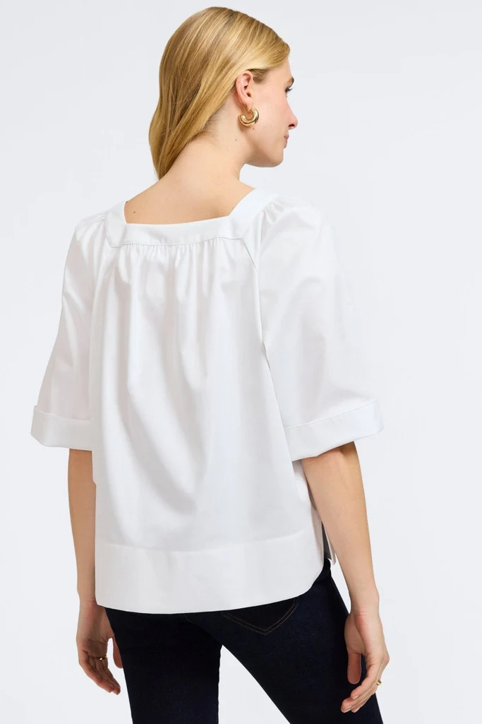 Violet Stretch Matte Sateen Elbow Sleeve Popover Shirt - Image 12