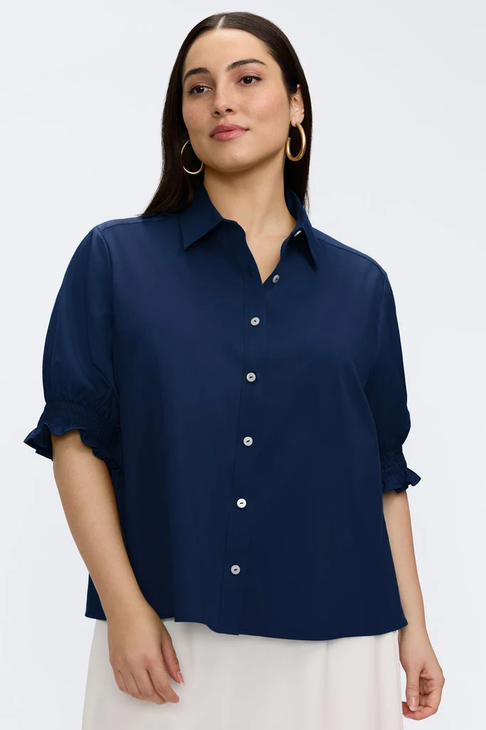 Vivienne Plus Stretch Matte Sateen Elbow Sleeve Shirt - Image 10