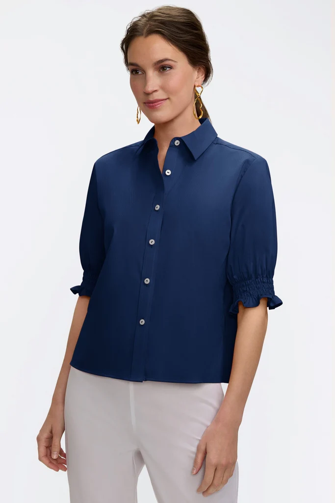 Vivienne Stretch Matte Sateen Elbow Sleeve Shirt - Image 11