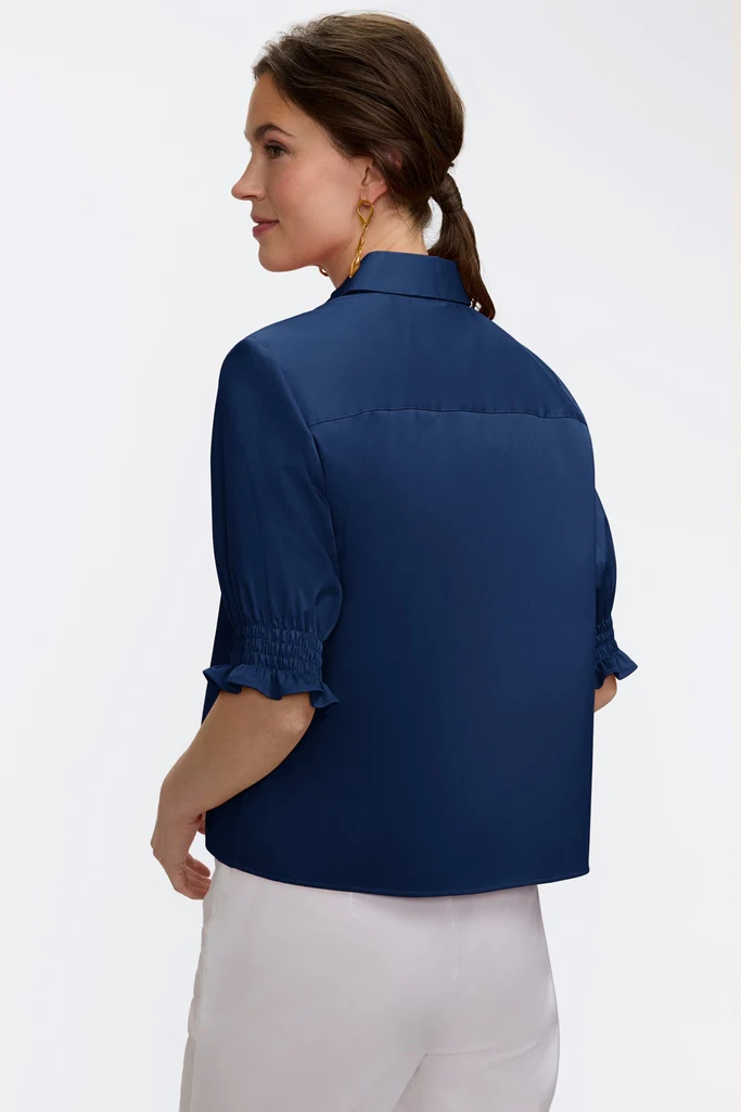 Vivienne Stretch Matte Sateen Elbow Sleeve Shirt - Image 12