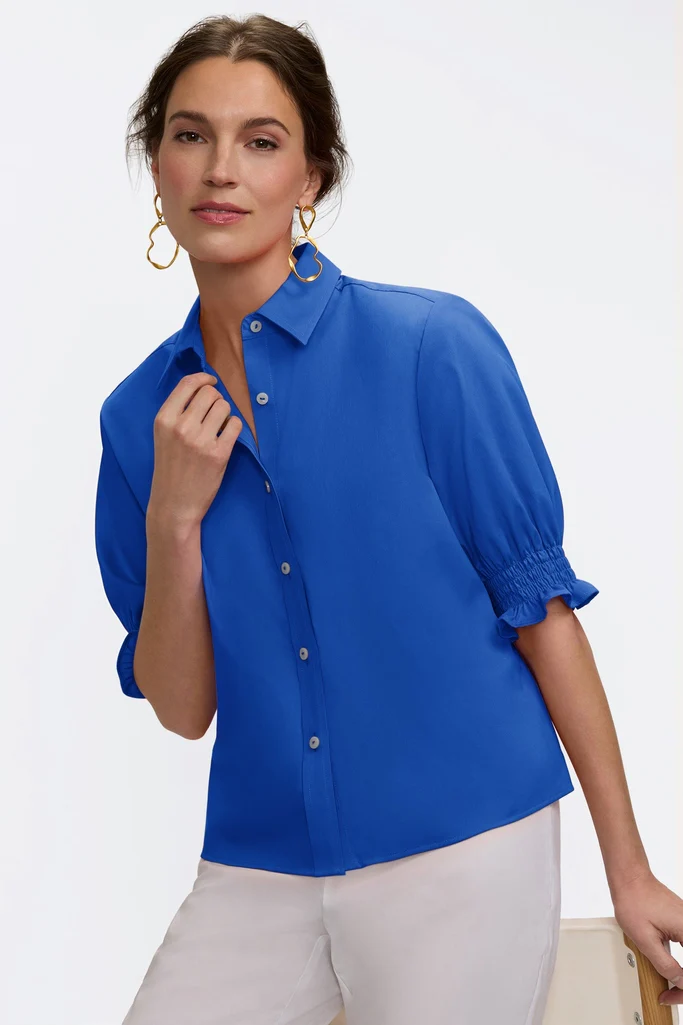 Vivienne Stretch Matte Sateen Elbow Sleeve Shirt - Image 17