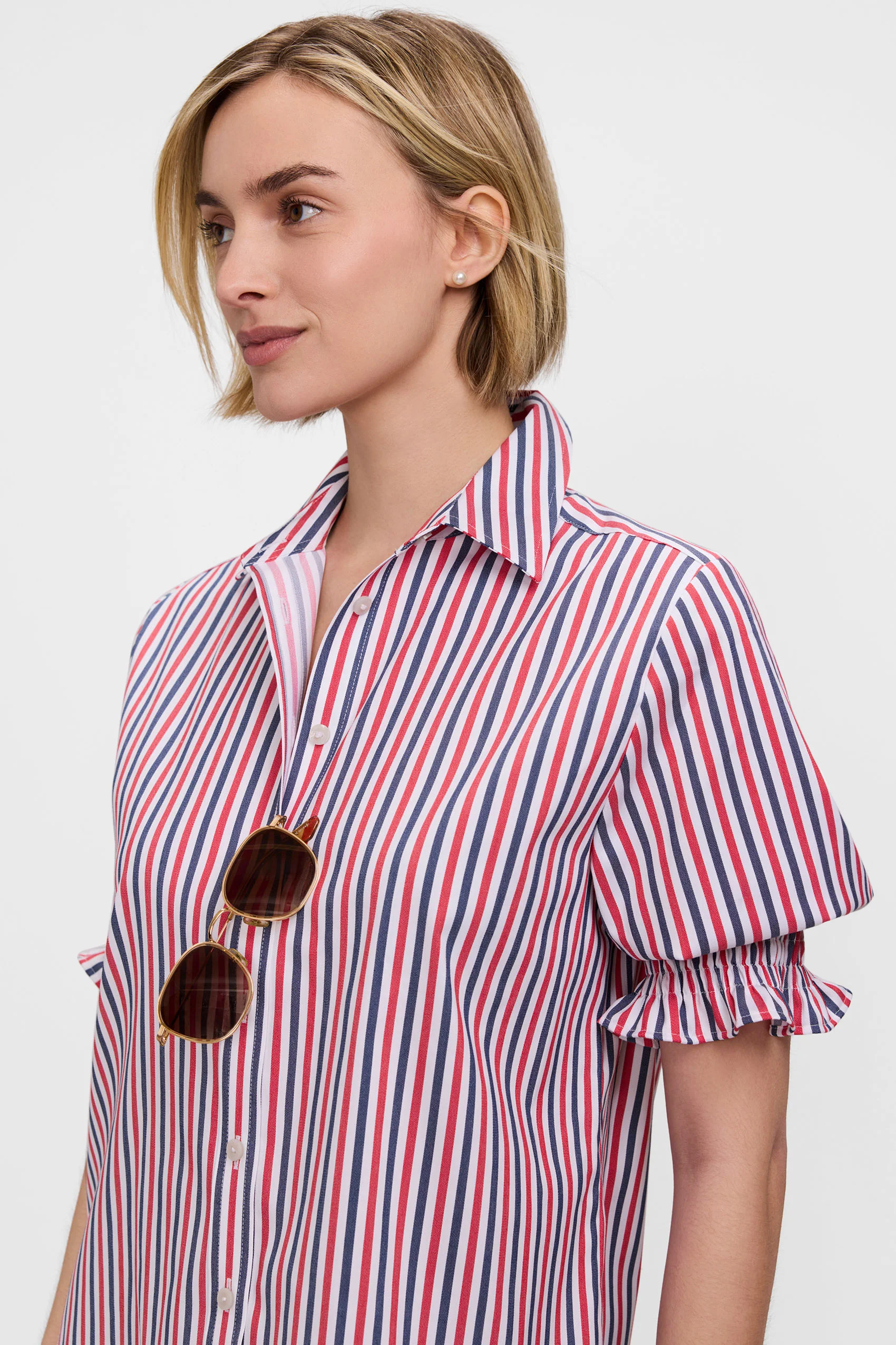 Vivienne Tricolor Classic Elbow Sleeve Shirt - Image 3