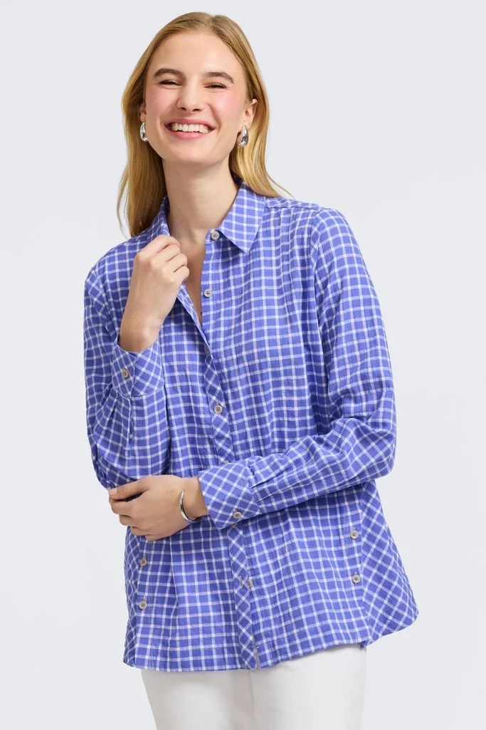 Cassie No Iron Stretch Warm Check Long Sleeve Shirt - Image 3
