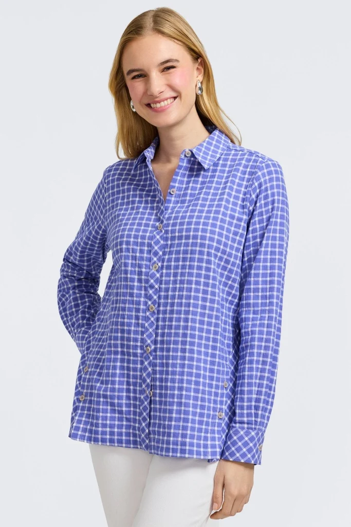 Cassie No Iron Stretch Warm Check Long Sleeve Shirt - Image 6