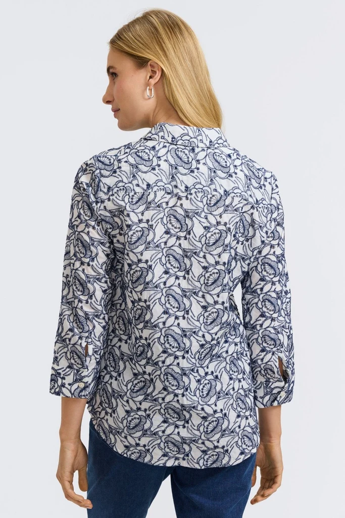 Zoey Allover Eyelet 3/4 Sleeve Shirt - Image 6
