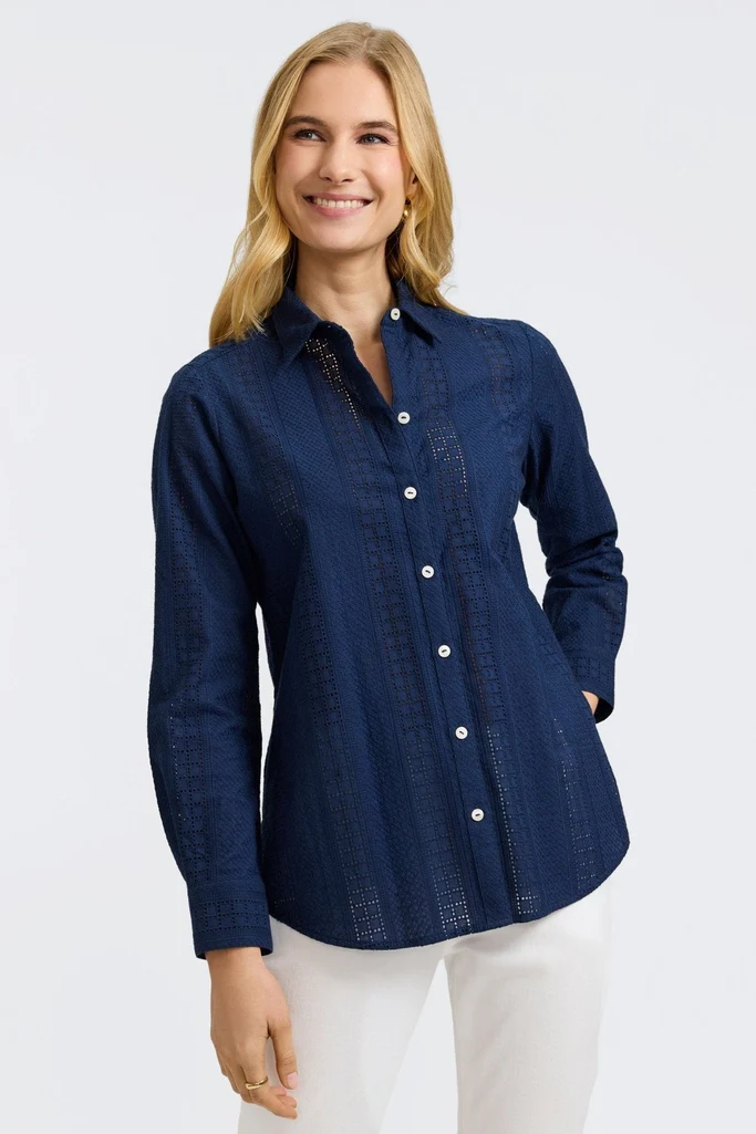 Zoey Cotton Eyelet Long Sleeve Shirt - Image 11
