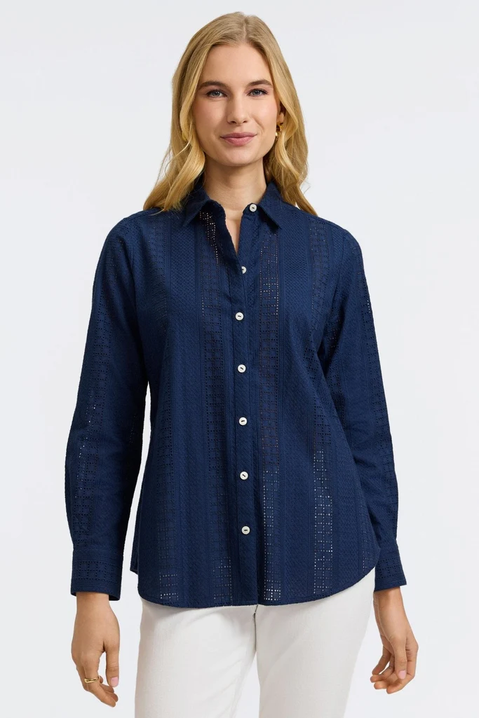 Zoey Cotton Eyelet Long Sleeve Shirt - Image 14