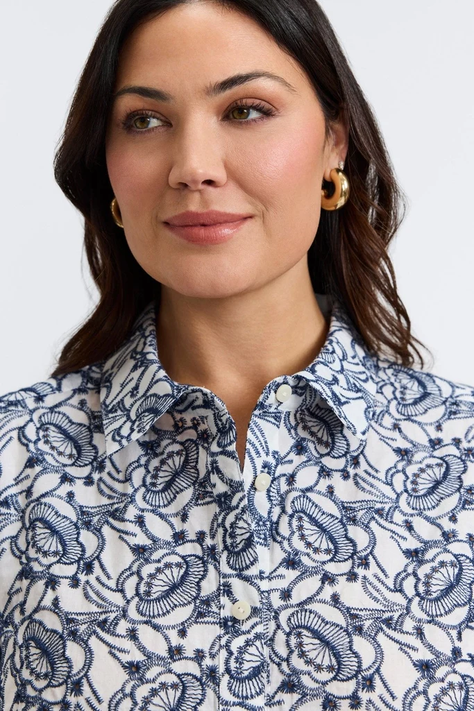 Zoey Plus Allover Eyelet 3/4 Sleeve Shirt - Image 6
