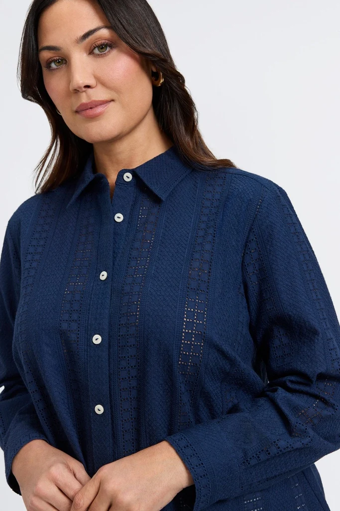 Zoey Plus Cotton Eyelet Long Sleeve Shirt - Image 7